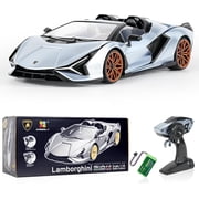 Miebely Lamborghini Remote Control Car, 116 Scale Lambo Toy Car 7.4V 500mAh Officially Licensed 12Km/h Rc Cars with Led Light 2.4Ghz Model Car for Adults Boys Girls Birthday Ideas Gift Light Blue