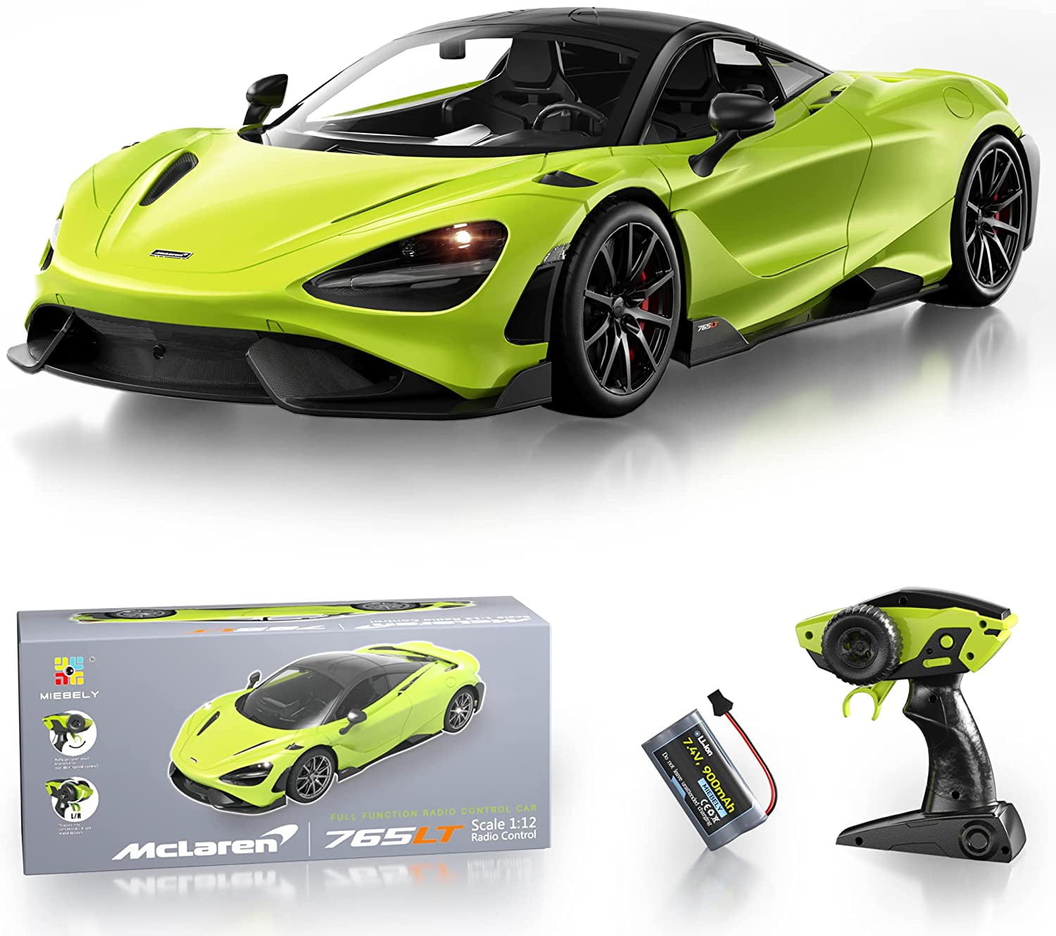 MIEBELY Remote Control Car, McLaren Rc Cars Officially Licensed 1/12 Scale 7.4V 900mAh Toy Car with 12km/h Fast Model Car Headlight for Adults Kids Boys Age 6-12 Year Birthday Ideas Gift