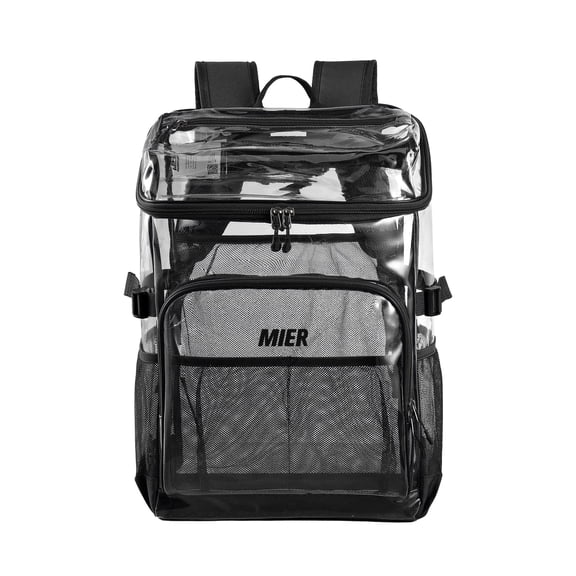 MIER Clear Backpack Transparent See Through Bookbag Heavy-Duty School Bag, 12L & 24L