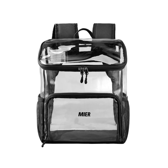 MIER Clear Backpack Transparent See Through Bookbag Heavy-Duty School Bag, 12L
