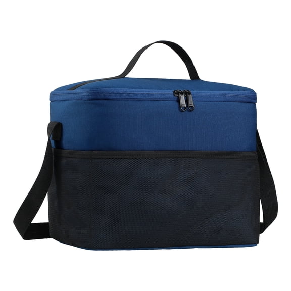 MIER Solid Print Insulated Lunch Bag, 9L Polyester Reusable Food Container Blue