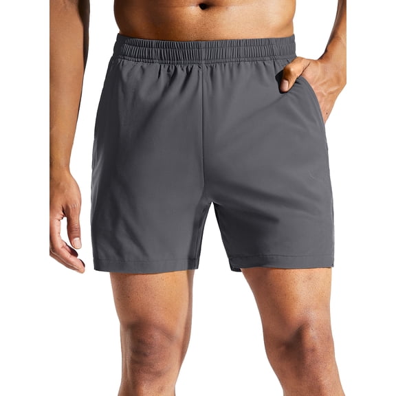 MIER Men's 5" Quick-Dry Running Shorts with Pockets – Lightweight Athletic Workout Shorts, Grey, XXL