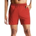 thumbnail image 1 of MIER Men's 5" Quick-Dry Running Shorts with Pockets – Lightweight Athletic Workout Shorts, Red, S, 1 of 7
