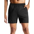 thumbnail image 1 of MIER Men's 5" Quick-Dry Running Shorts with Pockets – Lightweight Athletic Workout Shorts, Black, L, 1 of 7