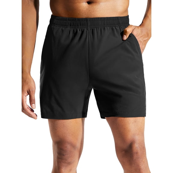 MIER Men's 5" Quick-Dry Running Shorts with Pockets – Lightweight Athletic Workout Shorts, Black, XS