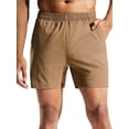 thumbnail image 1 of MIER Men's 5" Quick-Dry Running Shorts with Pockets – Lightweight Athletic Workout Shorts, Khaki, XS, 1 of 7