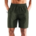 thumbnail image 1 of MIER Men's 7" Inseam Dry Fit Athletic Running Shorts with 3 Zipper Pockets, Army Green, XXL, 1 of 7