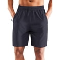 thumbnail image 1 of MIER Men's 7" Inseam Dry Fit Athletic Running Shorts with 3 Zipper Pockets, Dark Grey, L, 1 of 7