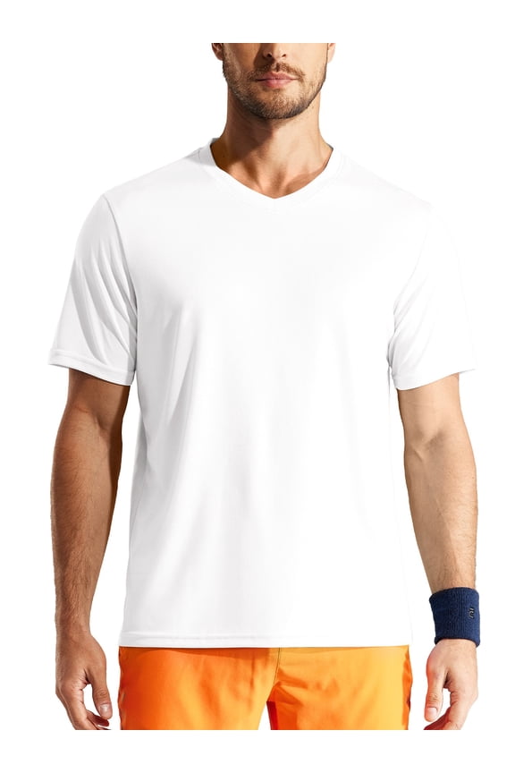 Men's Dry Fit Performance Tees Eco Friendly V Neck T-Shirts, Size S - 3XL
