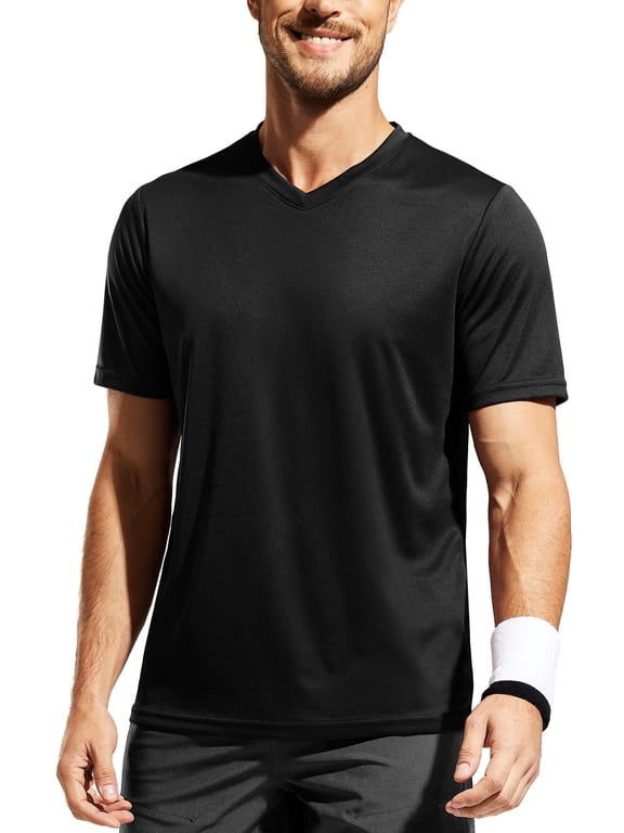 Men's Dry Fit Performance Tees Eco Friendly V Neck T-Shirts, Size S - 3XL