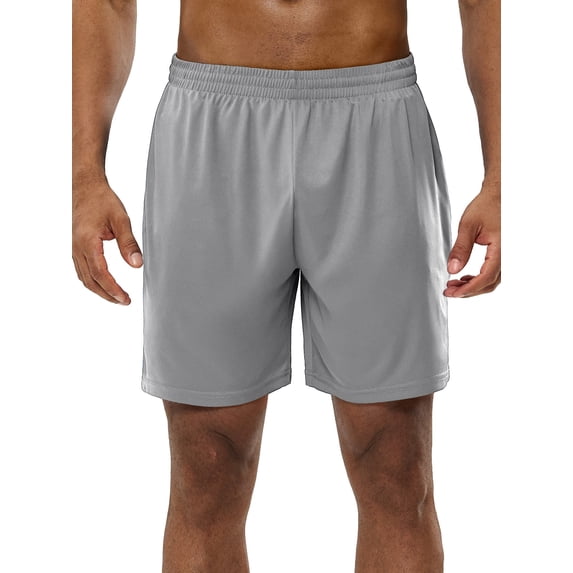 MIER Men's Quick-Dry Lightweight Training Running & Basketball Athletic Shorts, No Pockets, No Liner, Light Grey, XS