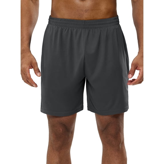MIER Men's Quick-Dry Lightweight Training Running & Basketball Athletic Shorts, No Pockets, No Liner, Grey, L