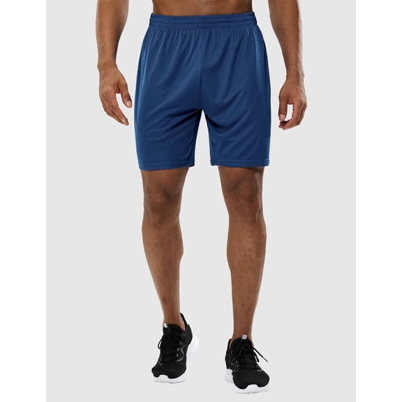 MIER Men's Quick-Dry Lightweight Training Running & Basketball Athletic Shorts, No Pockets, No Liner, Dark Blue, L