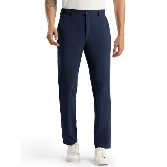 MIER Men's Stretch Golf Pants 30" Lightweight Classic Fit Dress Pants, Water-Resistant Casual Work Slacks, Navy, 30W x 30L