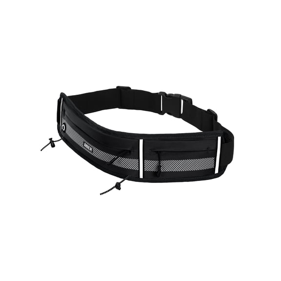 MIER Running Belt Slim Waist Pack with Bib Clips Adjustable Elastic Phone Holder for Fitness Marathon Daily Travel Black