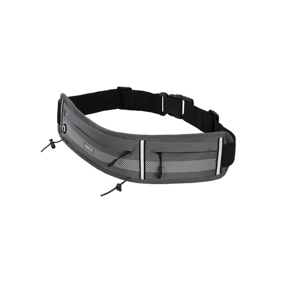 MIER Running Belt Slim Waist Pack with Bib Clips Adjustable Elastic Phone Holder for Fitness Marathon Daily Travel Gray