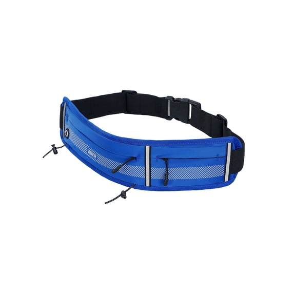 MIER Running Belt Waist Pack with Adjustable Elastic Phone Holder and Bib Clips for Running, Marathon, Fitness, Blue