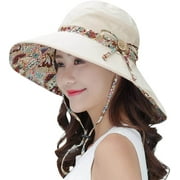 MIER Sun Hats for Women Packable Sun Hat Wide Brim UV Protection Beach Sun Cap Adult Beige Floppy Sun Hats