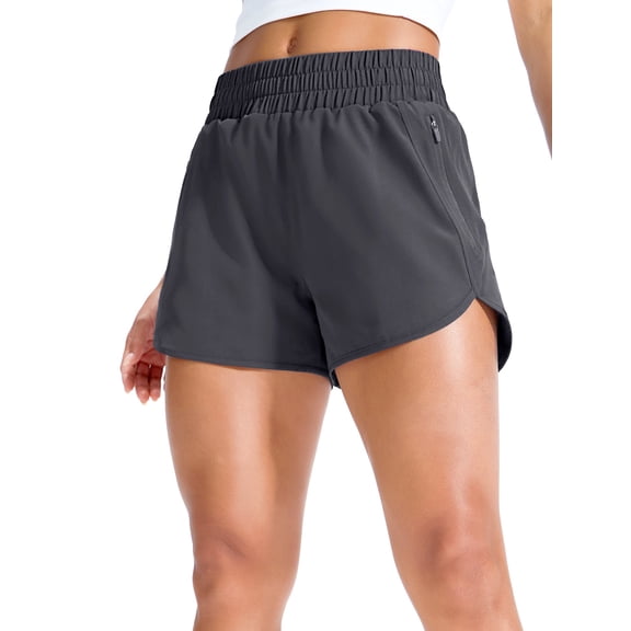 MIER Women's 3" Running Shorts Quick-Dry Athletic Shorts with Zipper Pockets & Mesh Liner