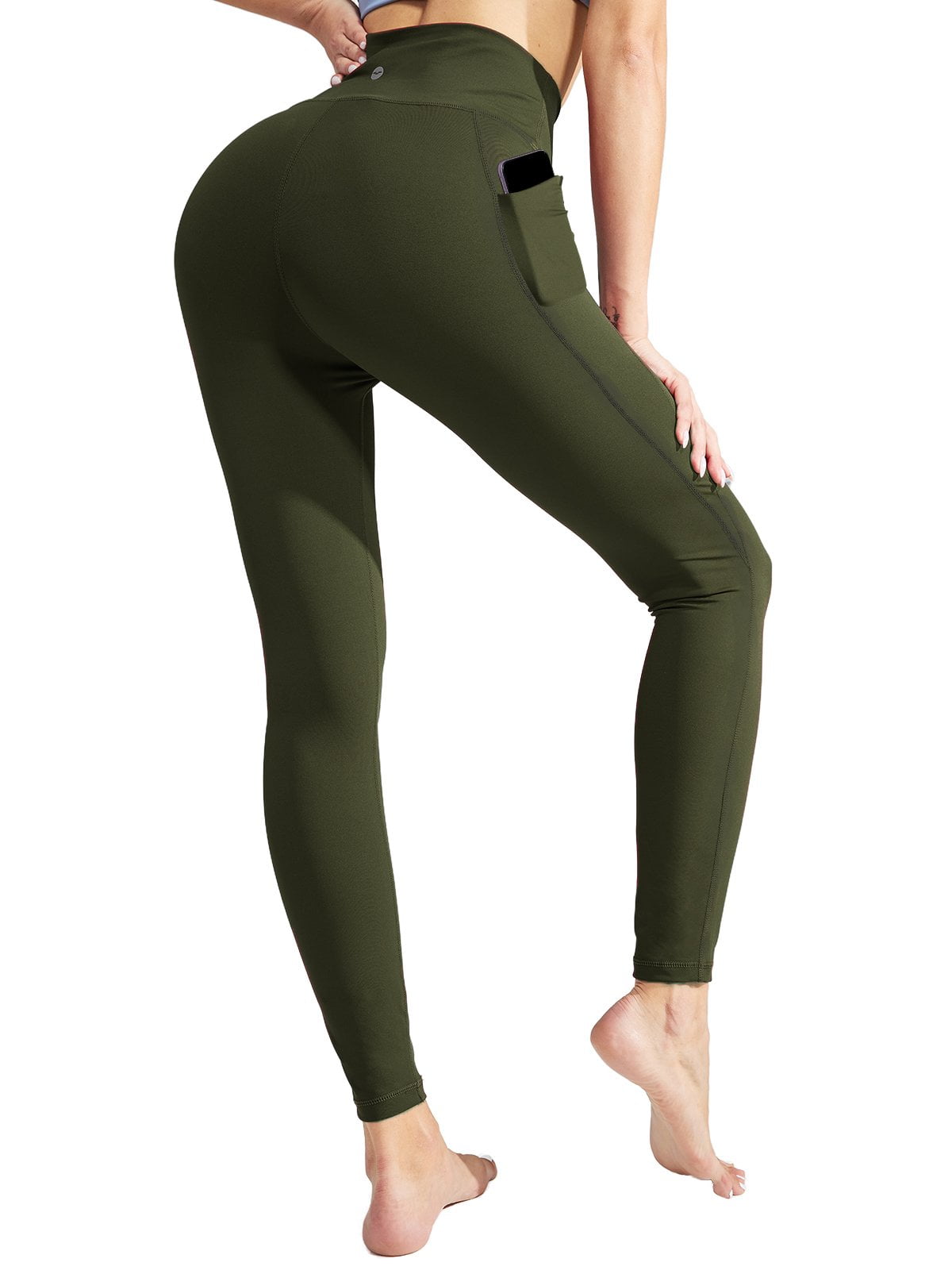 MIER Women's Yoga Pants with Pockets 7/8 Leggings High Waisted Leggings  Workout Capris 