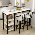 thumbnail image 1 of MIERES 2-Person Dining Set, Solid Wood Dining Table, Storage-Equipped Dining Table with High-Back Chairs, 2-Person Kitchen Dining Set, Suitable for Kitchens, Dining Rooms, and Bars, White, 1 of 10