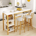 thumbnail image 1 of MIERES 2-Person Dining Set, Solid Wood Dining Table, Storage-Equipped Dining Table with High-Back Chairs, 2-Person Kitchen Dining Set, Suitable for Kitchens, Dining Rooms, and Bars, Gold, 1 of 10