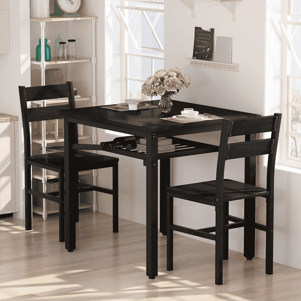 MIERES 2-Person Dining Set: A compact solid wood kitchen table with ...