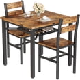 thumbnail image 1 of MIERES 3-Piece Industrial Dining Table Set with Storage Shelf and 2 Chairs, Small Space Kitchen Table Set, Brown, 1 of 9