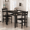 thumbnail image 1 of MIERES 3-Piece Industrial Dining Table Set with Storage Shelf and 2 Chairs, Small Space Kitchen Table Set, Black, 1 of 7