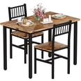 thumbnail image 1 of MIERES 3 Piece Dining Table Set, Industrial Kitchen Table and 2 Chairs with Metal Frame, Dining Room Table Set, Breakfast Table Set for Small Space, Dining Room, Kitchen, Rustic Brown, 1 of 11
