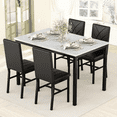 thumbnail image 1 of MIERES Dining Table Set for 4 ，Kitchen Table with Modern Faux Marble Tabletop and 4 Leather Upholstered Chairs, Dining Table for Apartments, Kitchens, Dining Rooms, Breakfast Nooks, 1 of 7