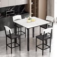 thumbnail image 1 of MIERES 4 Person Dining Table Set, Solid Wood Dining Table with 4 Upholstered Leather Chairs, Modern Kitchen Dining Room Dining Table Set for Small Spaces, Apartments, Kitchens, Dining Rooms. White, 1 of 9