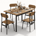 thumbnail image 1 of MIERES 4 Person Dining Table Set, Wooden Dining Table 5 Piece Set with 4 Oak Metal Frame Chairs, Space Saving, Suitable for Apartments, Small Spaces, Kitchens, Breakfast Corners, Espresso Wood C, 1 of 7
