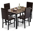 thumbnail image 1 of MIERES 5-Piece Dining Table Set for 4, Faux Marble Kitchen Table and 4 Chairs, Modern Dining Room Table with 4 Chairs, Dinner Table Set for Small Spaces, Brown, 1 of 9