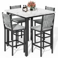thumbnail image 1 of MIERES 5 Piece Dining Table Set High Top Dining Table Set for 4 Counter Height Small Kitchen Table With 4 Velvet Upholstered Chairs, Wood Small Dining Set for Bar Dining Room Breakfast, 1 of 8