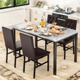 thumbnail image 1 of MIERES Dining Set, Marble Kitchen Table and Chair Set with Four Velvet Upholstered Chairs, Suitable for Dining Rooms, Breakfast Nooks, Apartments, brown/grey, 1 of 6