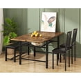 thumbnail image 1 of MIERES 4-Person Folding Kitchen Dining Table and Chair Set, featuring two chairs and a bench, solid wood table, extendable table, antique finish, 1 of 8
