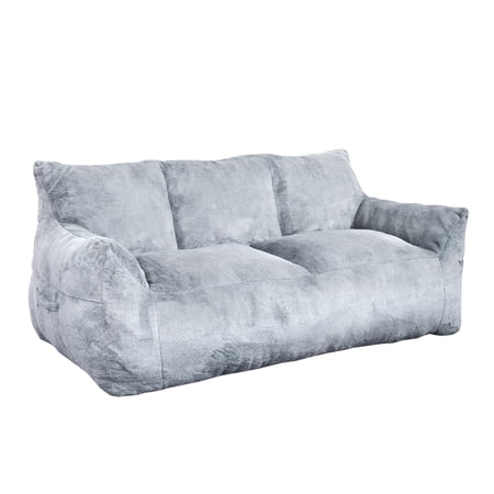 MIERES Large Double-Seater Furry Lazy Sofa, 2-Person Enveloping Padded Bean Bag Couch, Cozy Fluffy Leisure Sofa for Home Use