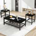 thumbnail image 1 of MIERES Living Room Coffee Table Set, Coffee Table and Side Table Combination, Metal Frame Coffee Table Set, Suitable for Living Rooms, Apartments, Offices, Black, 1 of 12