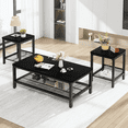 thumbnail image 1 of MIERES Living Room Coffee Table Set, Coffee Table and Side Table Combination, Metal Frame Coffee Table Set, Suitable for Living Rooms, Apartments, Offices, Black, 1 of 12