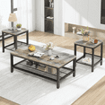 thumbnail image 1 of MIERES Living Room Coffee Table Set, Coffee Table and Side Table Combination, Metal Frame Coffee Table Set, Suitable for Living Rooms, Apartments, Offices, Farmhouse Gray, 1 of 10