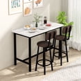 thumbnail image 1 of MIERES Rectangular Marble Dining Table Set, 47-inch 2-Seater Kitchen Dining Table and Chair Set, Includes Two PU Leather Chairs, Compact Dining Table, White, 1 of 9