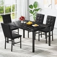 thumbnail image 1 of MIERES Marble Dining Table Set for 4, Faux Marble Kitchen Table and Chairs Set, Rectangle Dining Table with 4 Leather Dining Chairs, 5 Pieces Dinette Sets for Breakfast Nook, Apartment, Black, 1 of 10