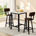 thumbnail image 1 of MIERES Square Marble Dining Table Set, 2-Seater Kitchen Dining Set with Two Bar Stools, Compact Dining Table, White, 1 of 8