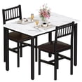 thumbnail image 1 of MIERES Modern Artificial Marble Dining Table Set, 2-Person Kitchen Dining Set with 2 PU Leather Backrest Chairs, Table and Chair Set, Suitable for Kitchen, Dining Room, Breakfast Nook, Apartment, 1 of 7