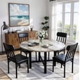 thumbnail image 1 of MIERES Round Dining Table Set for 4,Wood Round Kitchen Table and Chairs Set for 4,Modern Dining Room Table Set with 4 Faux Leather Chairs,Round Dinner Table for Small Space Gray, 1 of 11