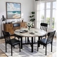 thumbnail image 1 of MIERES Round Dining Table Set for 4,Wood Round Kitchen Table and Chairs Set for 4,Modern Dining Room Table Set with 4 Faux Leather Chairs,Round Dinner Table for Small Space Gray, 1 of 12