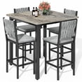 thumbnail image 1 of MIERES Wooden Kitchen Table and Chairs Set for 4, 36 Inch Dining Room Set for 4 with 4 Velvet High Back Support Chairs for Small Spaces, Gray, 1 of 7