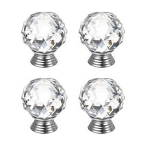 MIFAN 4x30mm Crystal Ball Glass Diamond Door Knobs with Screws, Premium Light Luxury Knobs Wardrobe Cupboard Drawer Knobs Single Hole Knobs (Clear)