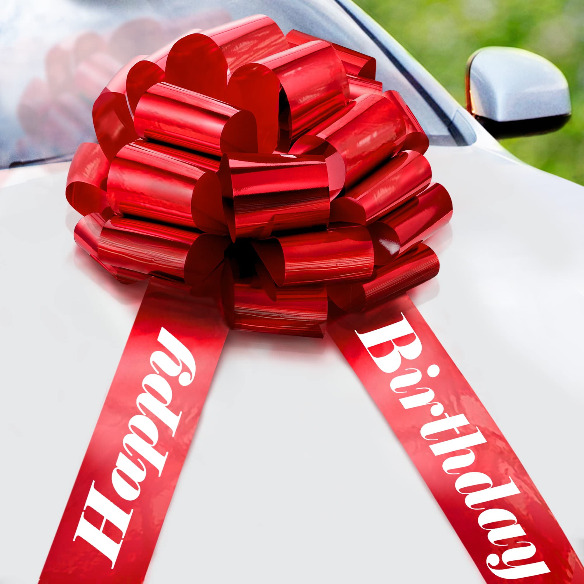 MIFFLIN 18-inch Big Red Happy Birthday Round-Shaped Car Bow or Gift Bow (US  Company)